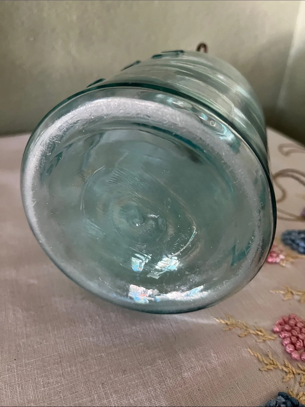 Vintage Atlas E-Z Seal Glass Jar – Light Blue Aqua Glass with Wire Bail